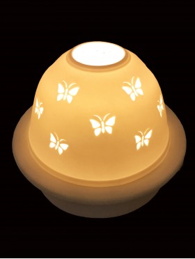Porcelain Butterfly Candle Dome Light w/Candle Plate